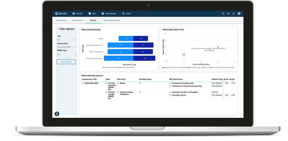 Software screen with materiality features