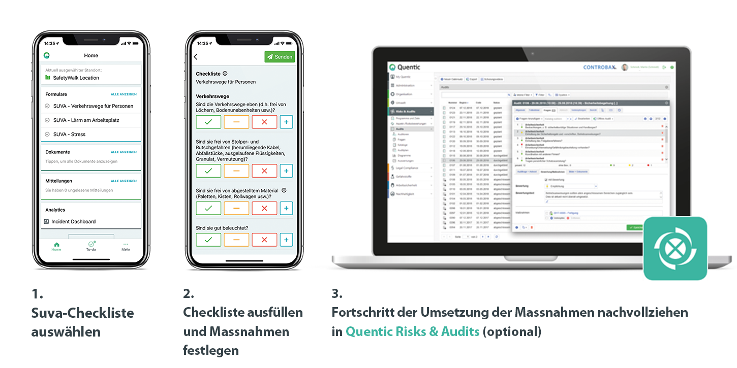 Suva Checklisten mit Quentic App erstellen und nachverfolgen